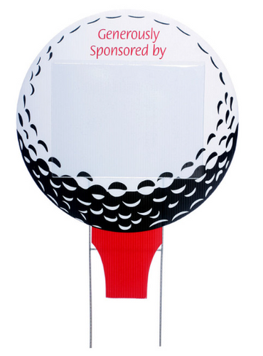 Golf Ball Sponsor Sign - includes stakes and clear plastic sleeve - 10 Pack